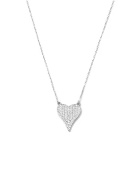 Pave Heart Necklace | Silver