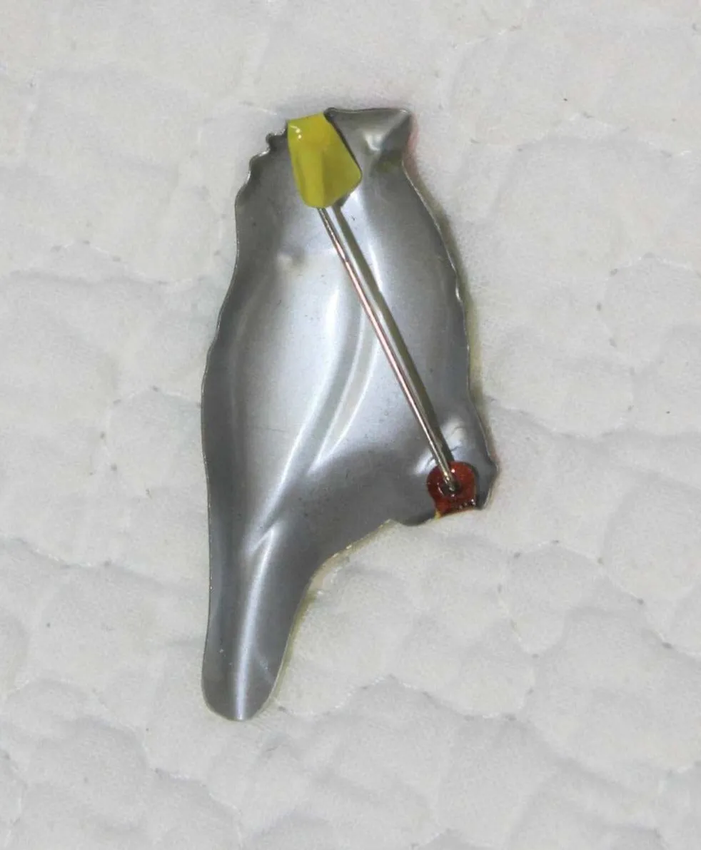 Pin, Tin Lithograph Anthropomorphic Bikini Bird, Original, Vintage