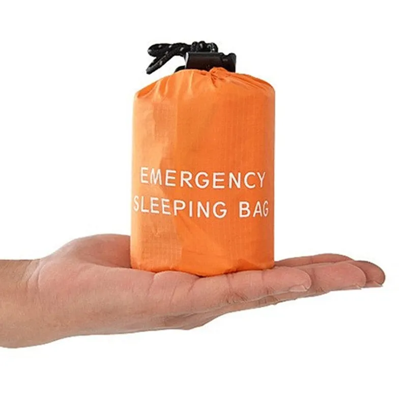 Reusable Emergency Sleeping Bag (just one bag) - Waterproof Survival Camping Travel Bag & Whistle for Travel