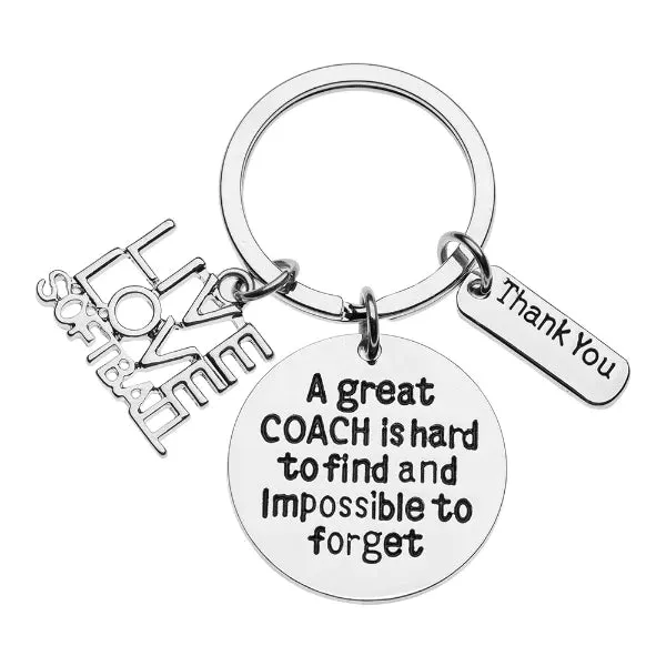 Softball Coach Keychain- Great Coach is Hard to Find But Impossible to Forget
