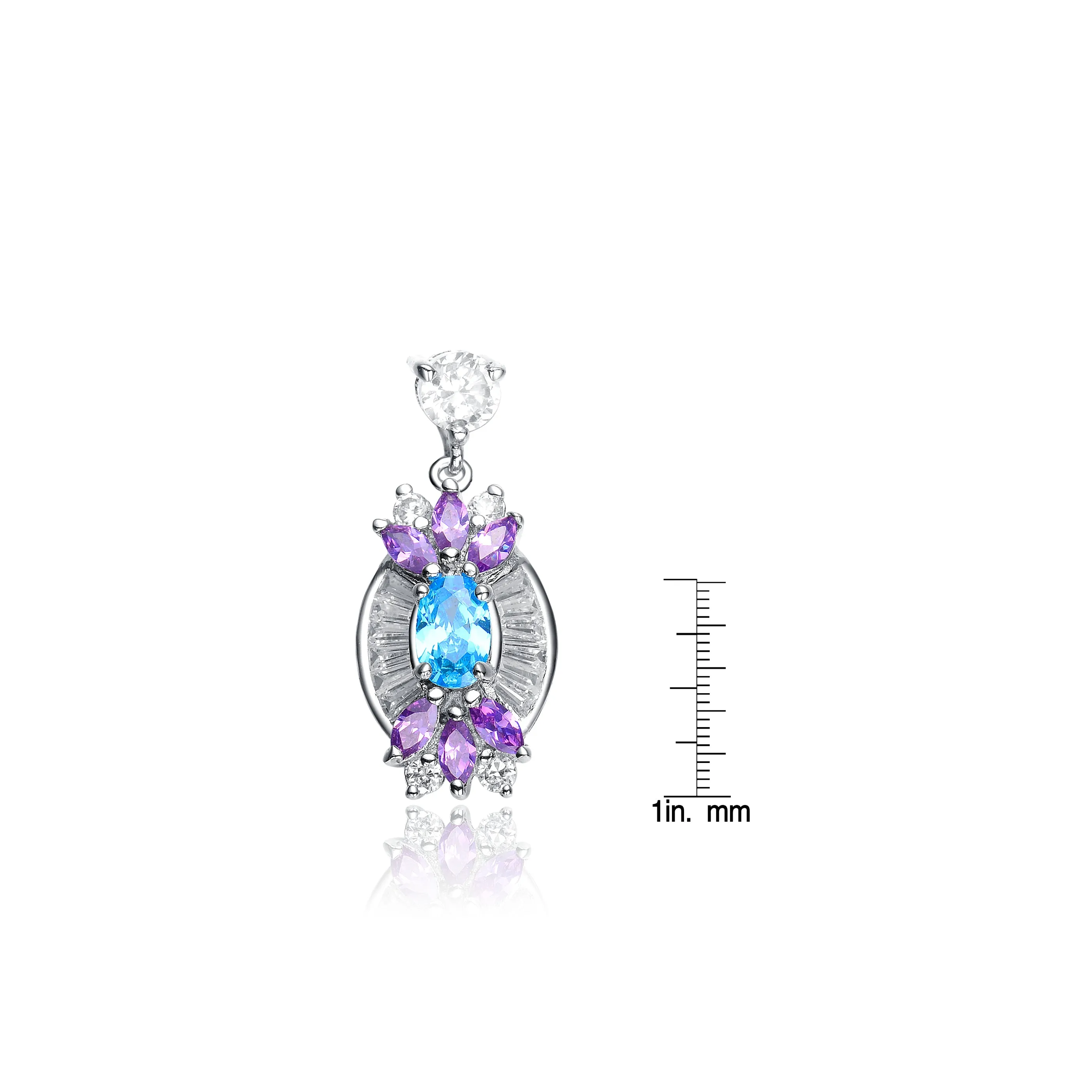 Sterling Silver Cubic Zirconia Dual Color Teardrop Earrings