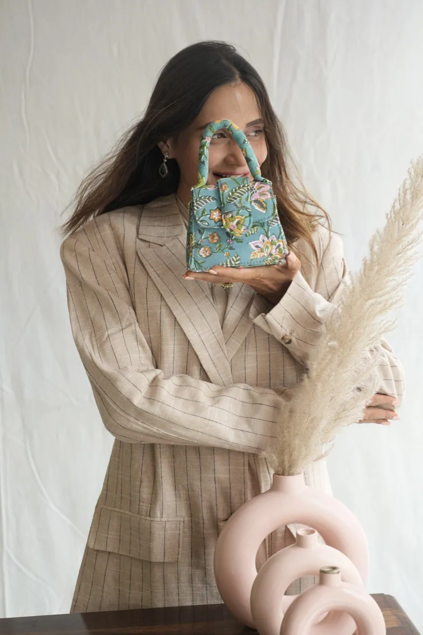 Tiffany Blue Blockprinted Chiq Bag