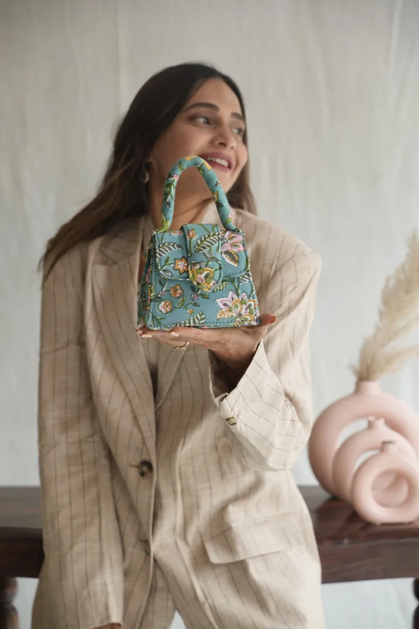 Tiffany Blue Blockprinted Chiq Bag