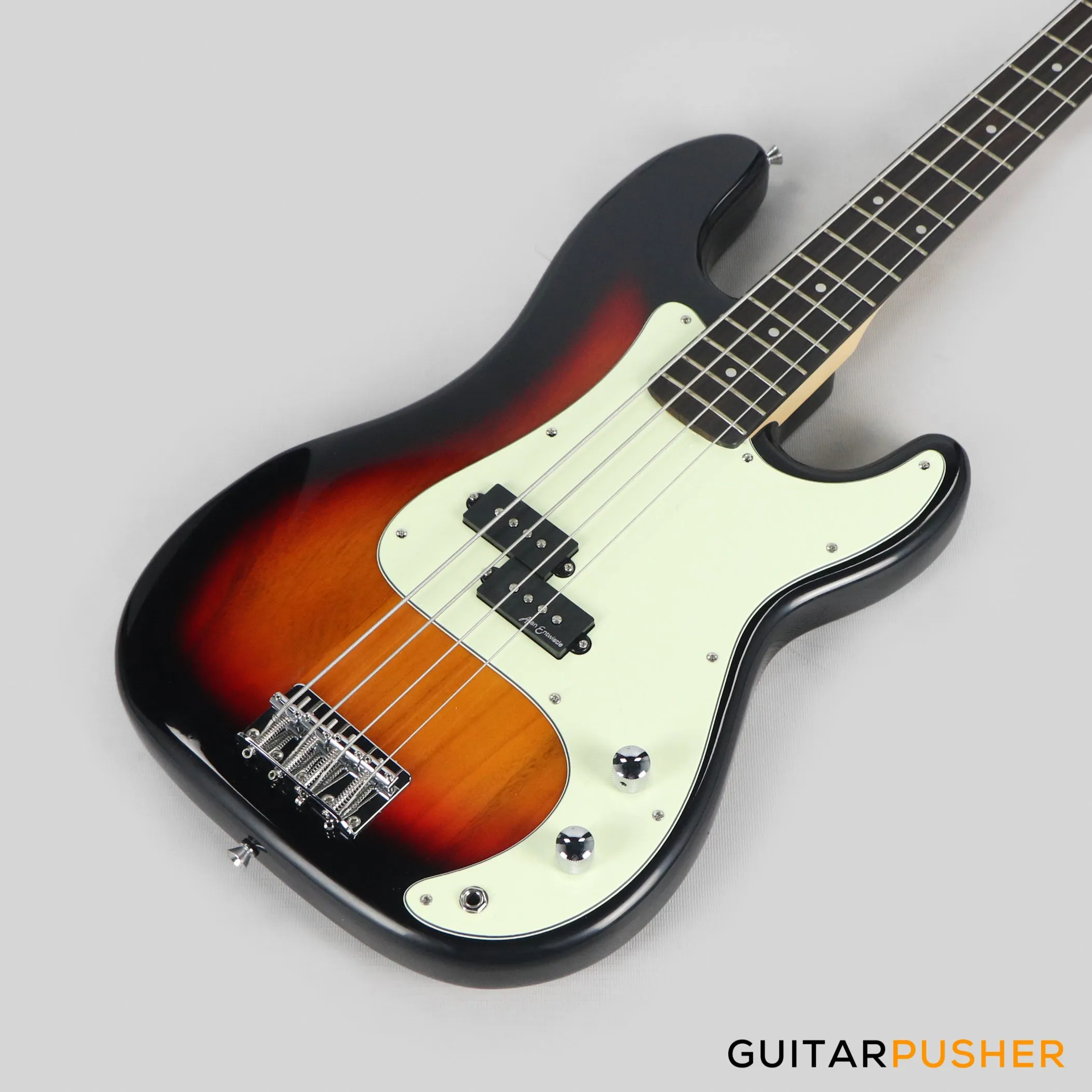 Vintage Coaster Series V40 4-String PB Bass w/ Kinsman 10-Watt Bass Amplifier, Gig Bag, & Accessories - 3-Tone Sunburst