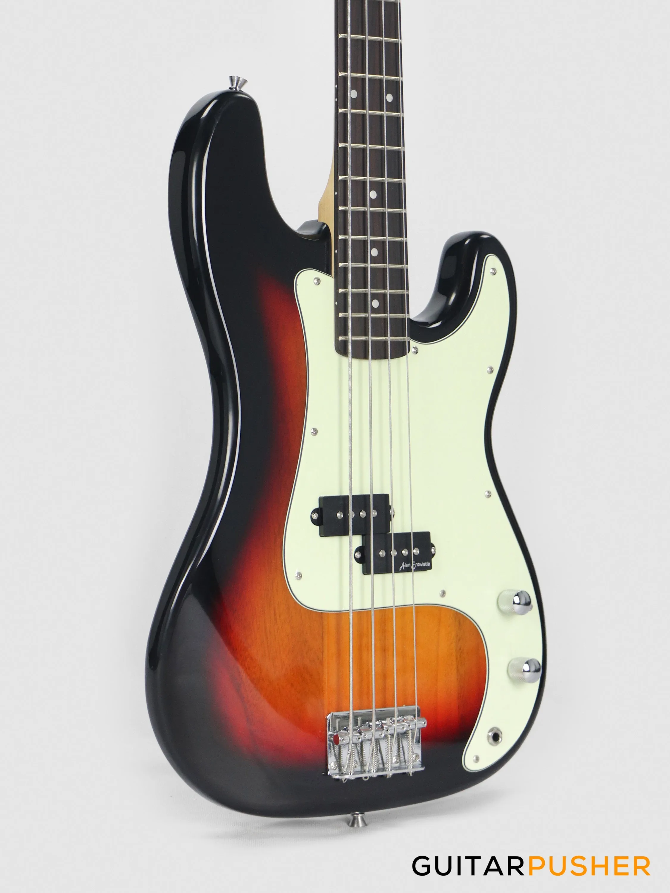 Vintage Coaster Series V40 4-String PB Bass w/ Kinsman 10-Watt Bass Amplifier, Gig Bag, & Accessories - 3-Tone Sunburst