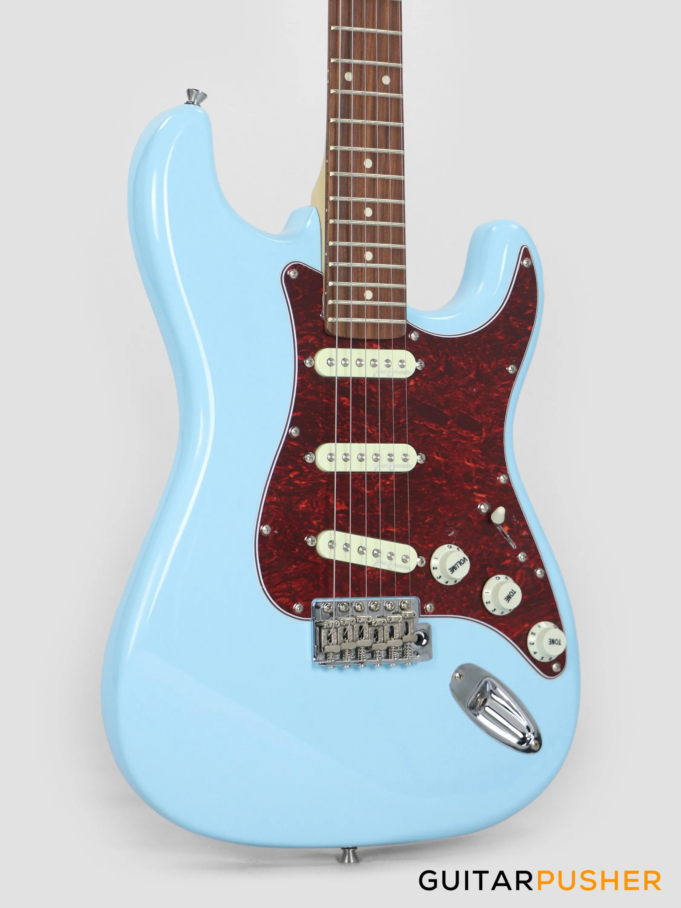 Vintage Coaster Series V60 S-Style Electric Guitar w/ Kinsman 10-Watt Amplifier, Gig Bag, & Accessories - Laguna Blue