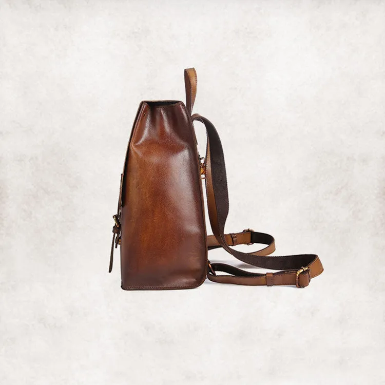 Vintage Womens Brown Leather Backpack Purse Cool Backpacks For Women