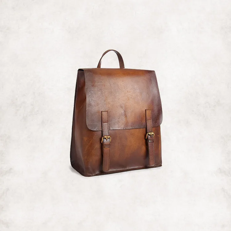 Vintage Womens Brown Leather Backpack Purse Cool Backpacks For Women