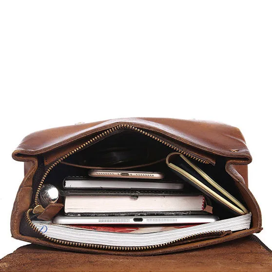 Vintage Womens Brown Leather Backpack Purse Cool Backpacks For Women
