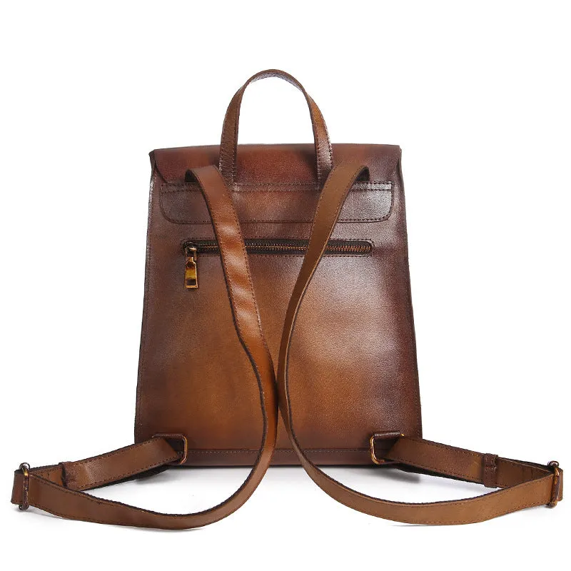 Vintage Womens Brown Leather Backpack Purse Cool Backpacks For Women