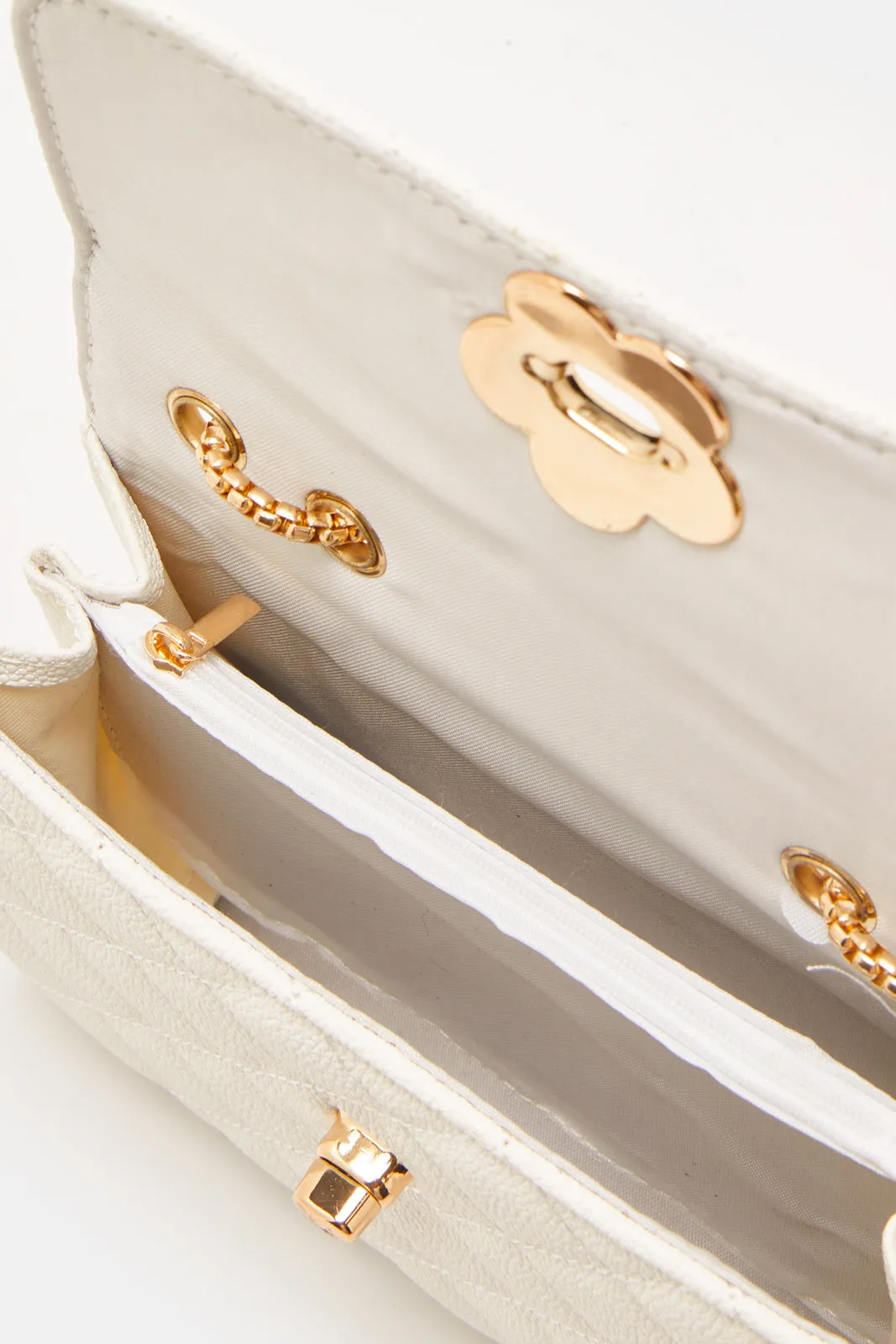 Women Beige Embellished Handbag
