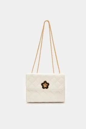 Women Beige Embellished Handbag