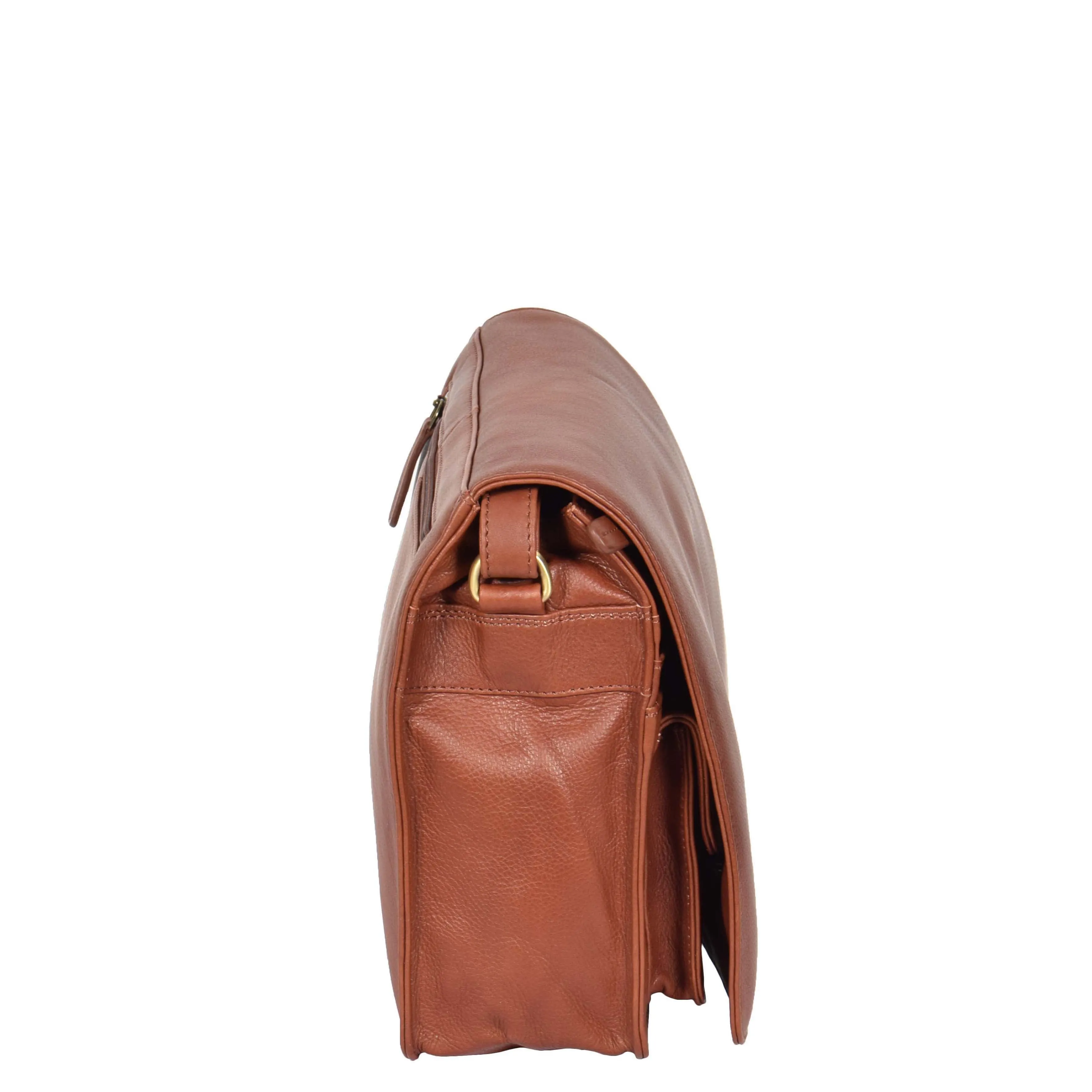 Womens BROWN Leather Shoulder Bag Classic Casual Cross Body Satchel A54