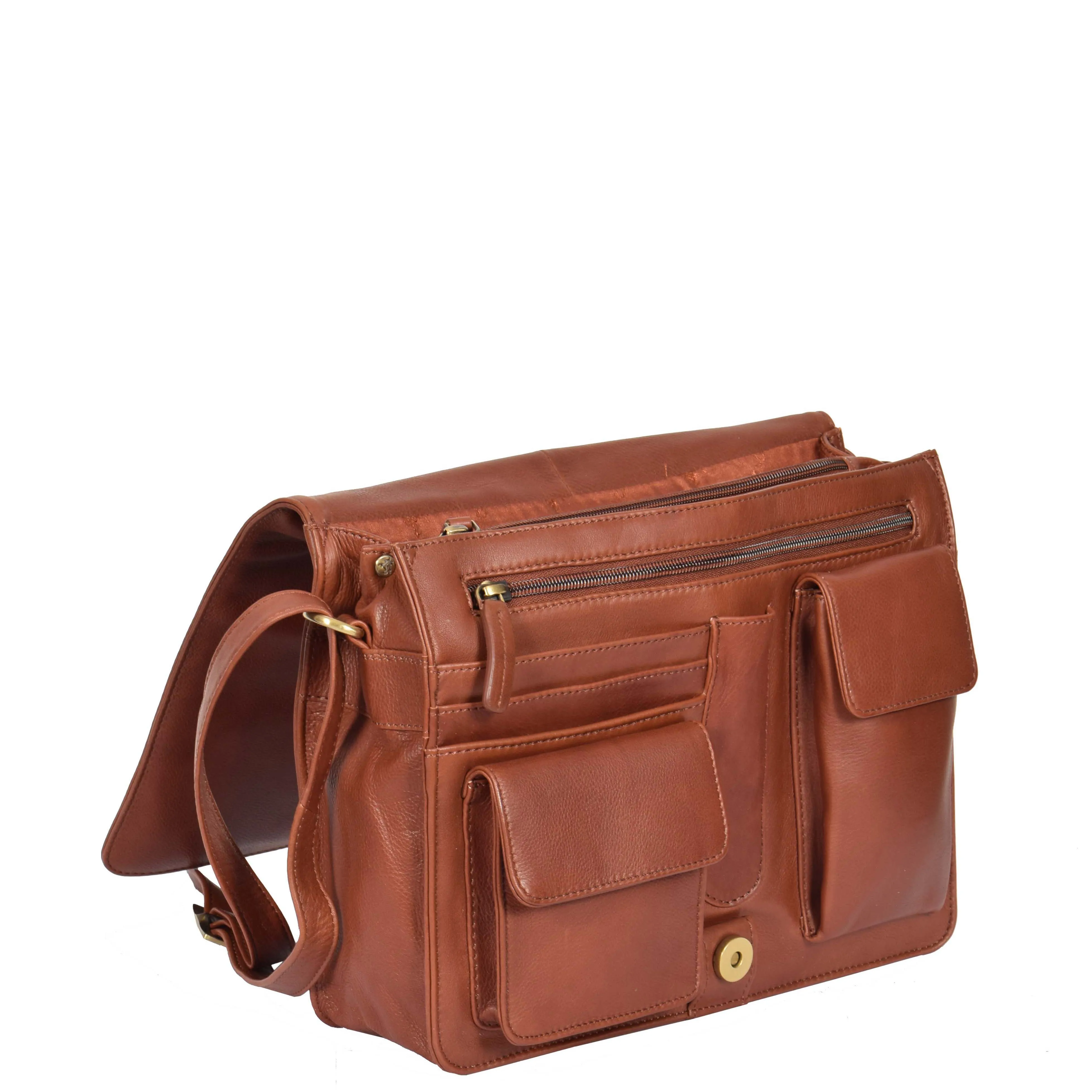 Womens BROWN Leather Shoulder Bag Classic Casual Cross Body Satchel A54