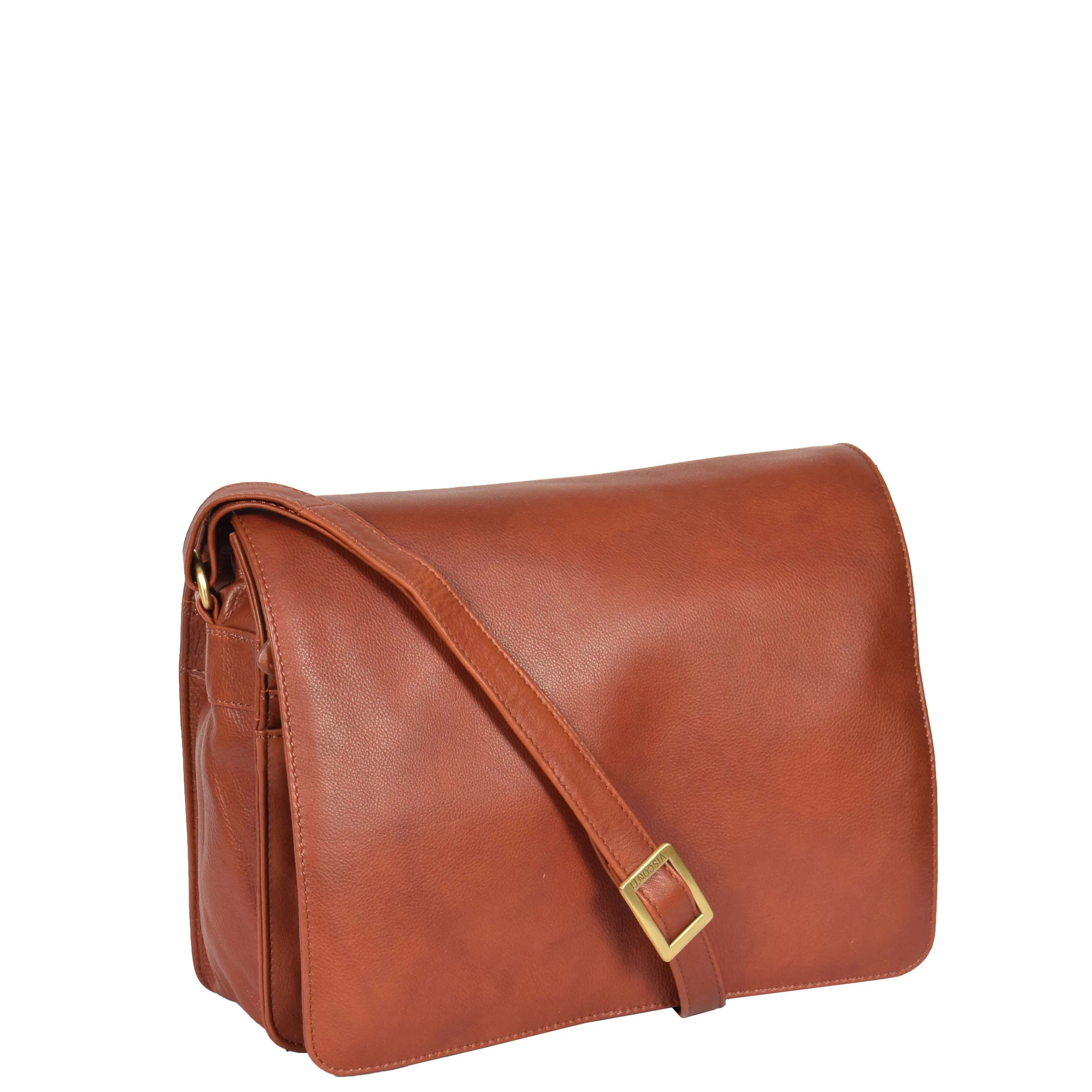 Womens BROWN Leather Shoulder Bag Classic Casual Cross Body Satchel A54