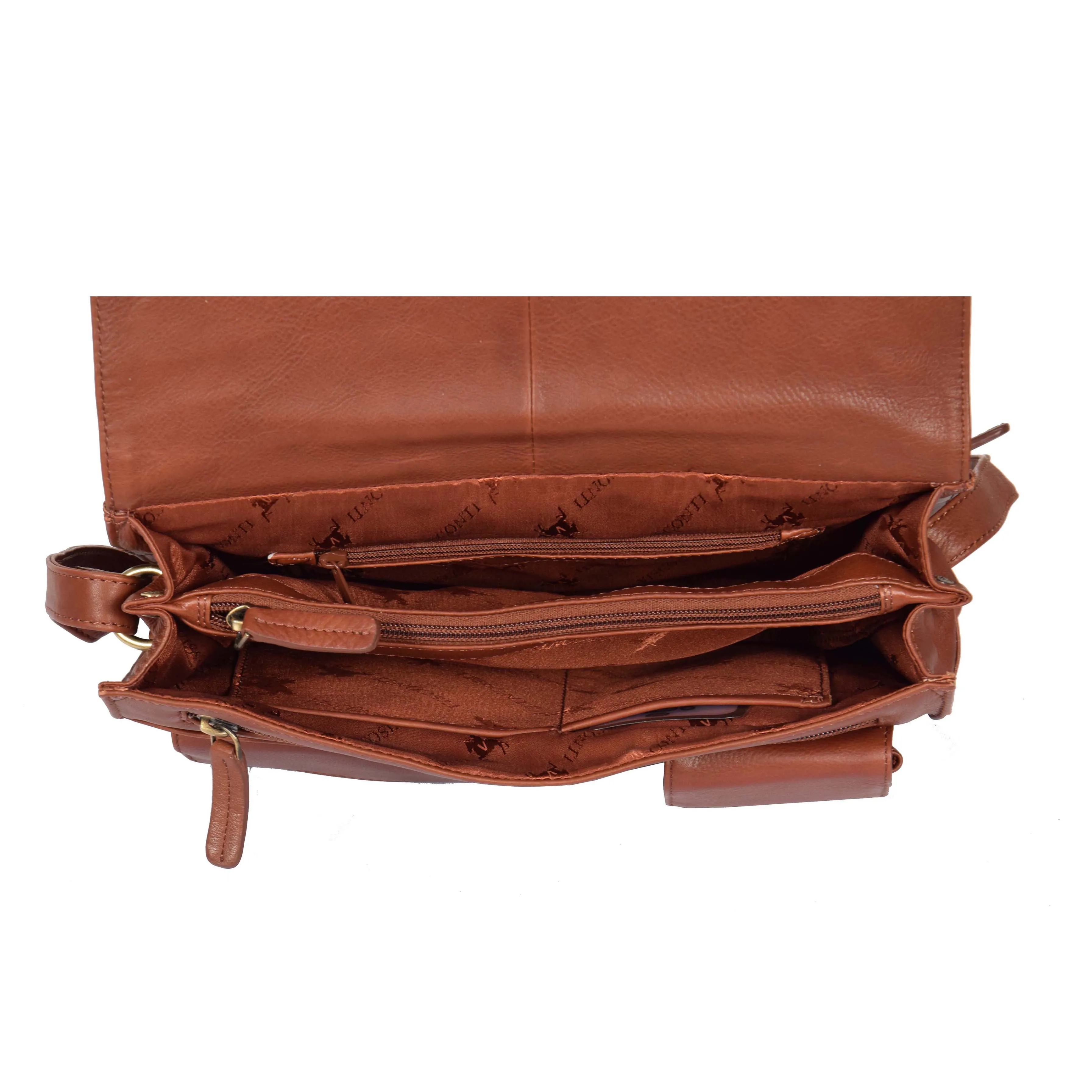 Womens BROWN Leather Shoulder Bag Classic Casual Cross Body Satchel A54