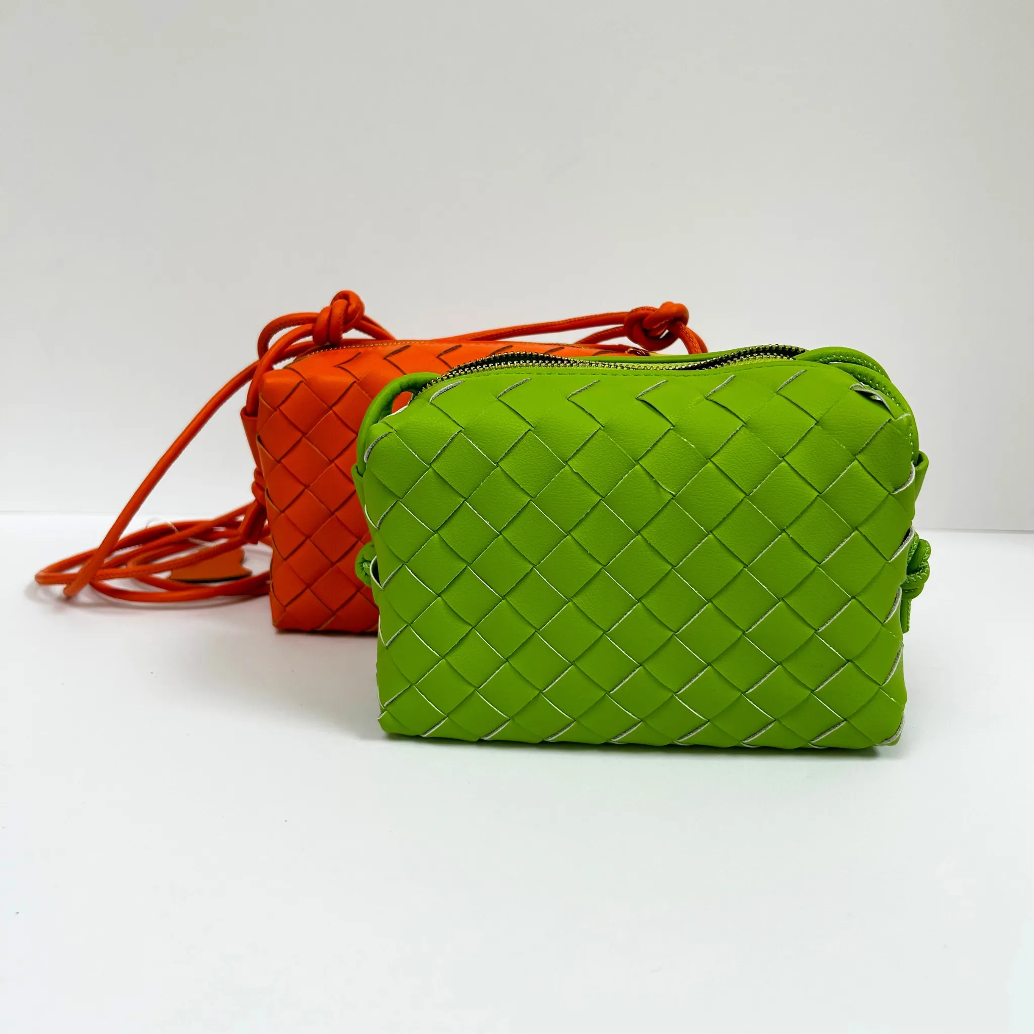Woven Leather Looped Shoulder Bags