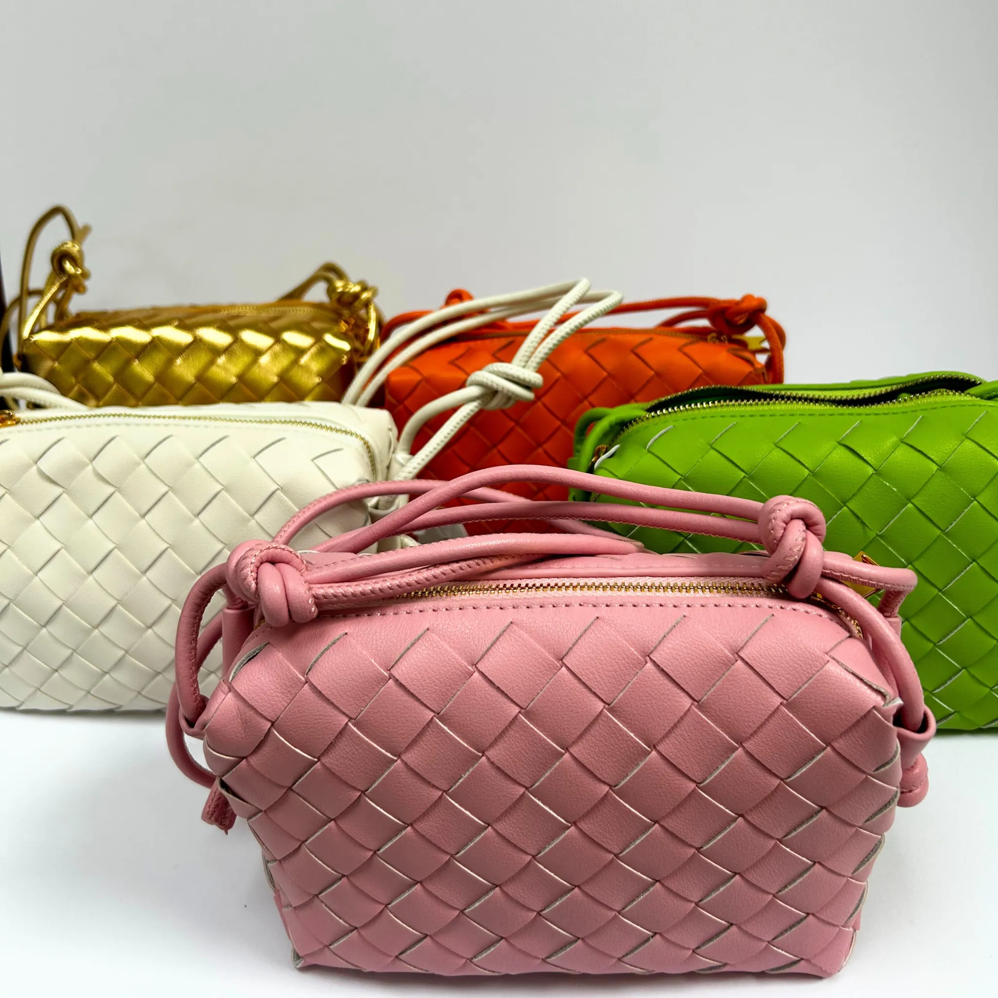 Woven Leather Looped Shoulder Bags