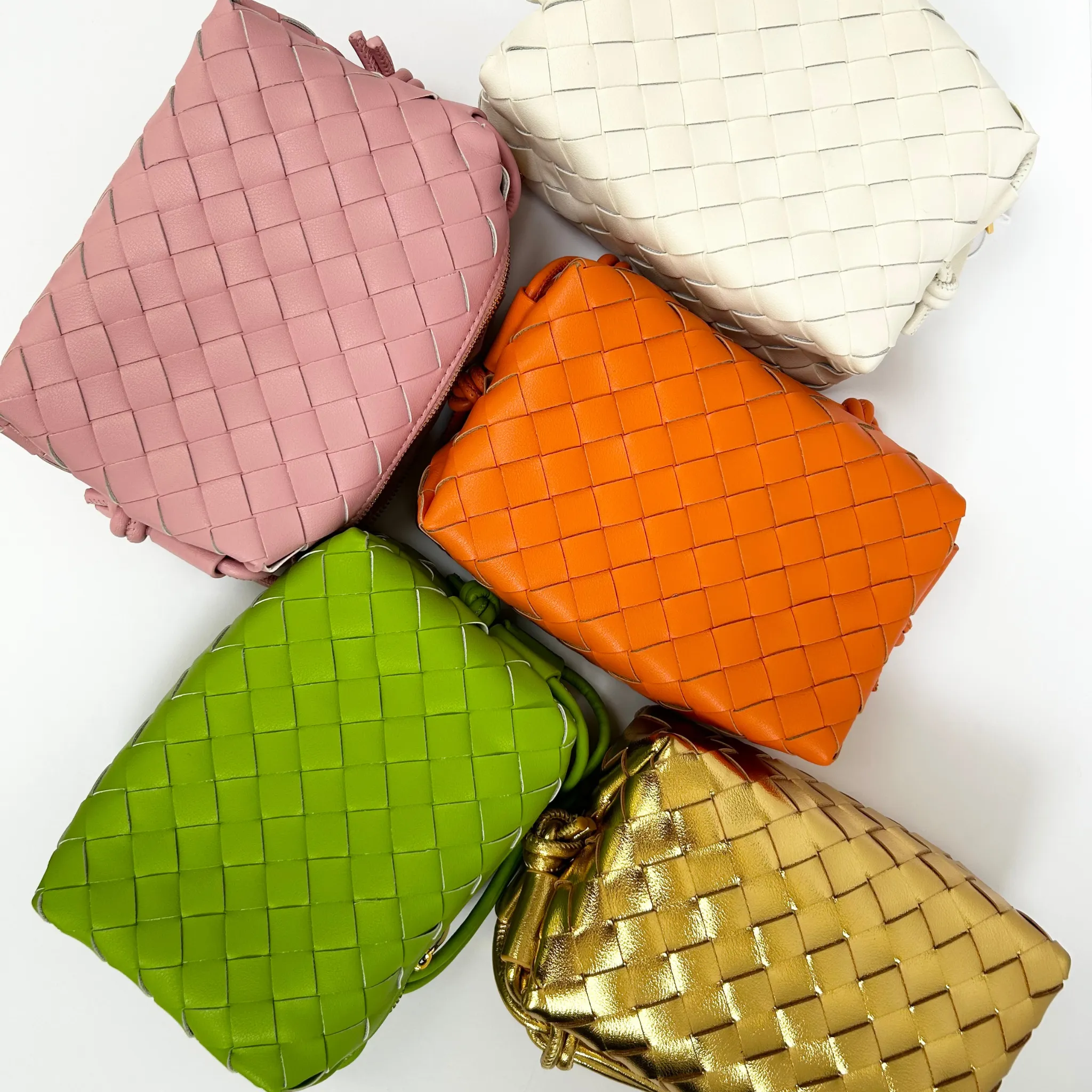Woven Leather Looped Shoulder Bags