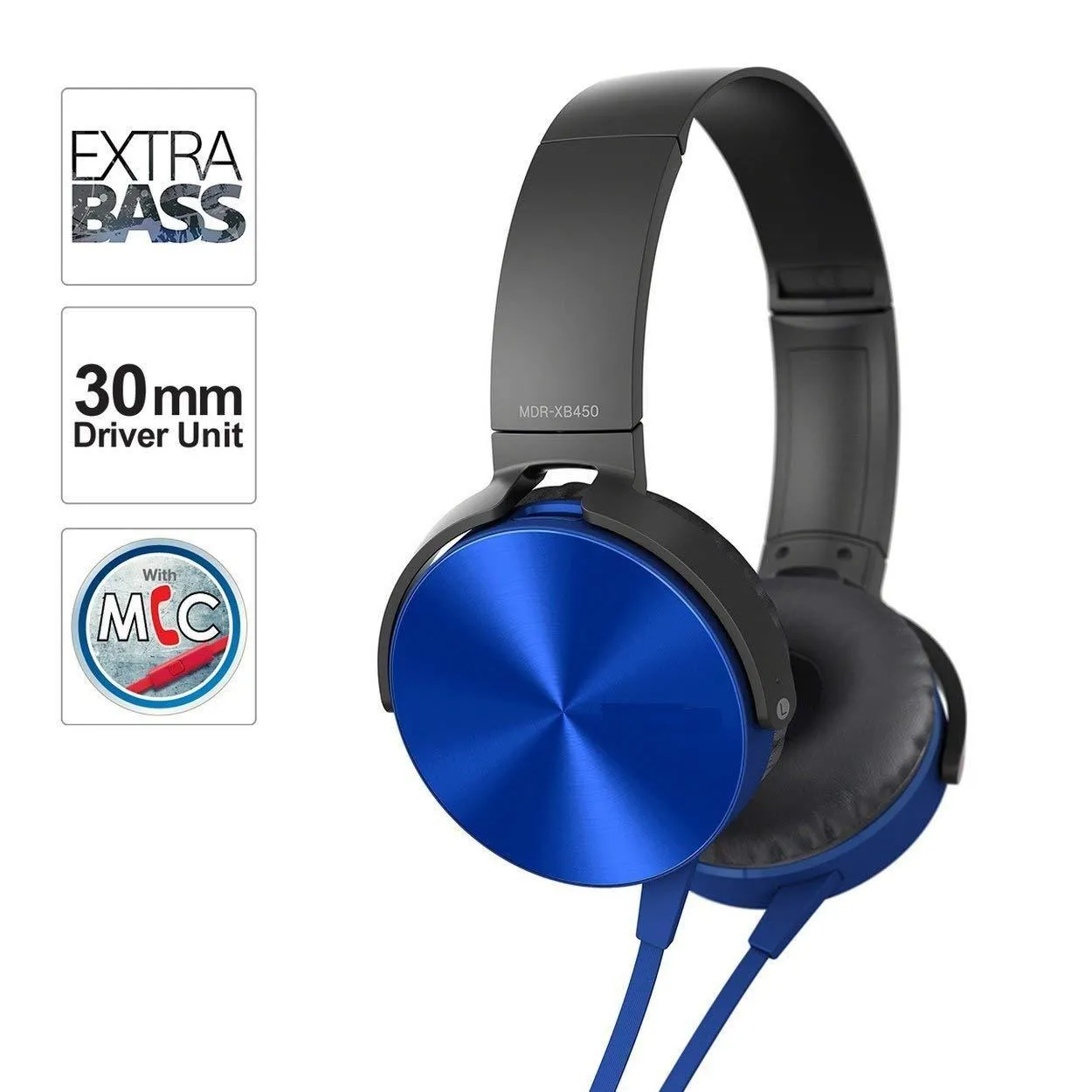x450 Wired Headset Extra Bass On-Ear Headphone XB450 with 3.5mm Jack & in-Built Mic for Phone Calls