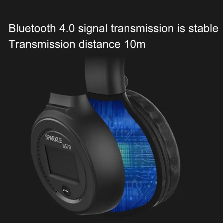 ZEALOT B570 Stereo Wired Wireless Bluetooth Subwoofer Headset with LED Color Screen Design & HD Microphone & FM, For Mobile Phones & Tablets & Laptops, Support 32GB TF Card Maximum(Grey)