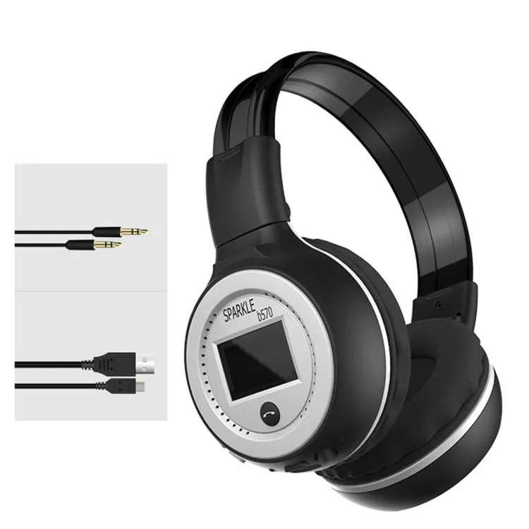 ZEALOT B570 Stereo Wired Wireless Bluetooth Subwoofer Headset with LED Color Screen Design & HD Microphone & FM, For Mobile Phones & Tablets & Laptops, Support 32GB TF Card Maximum(Grey)